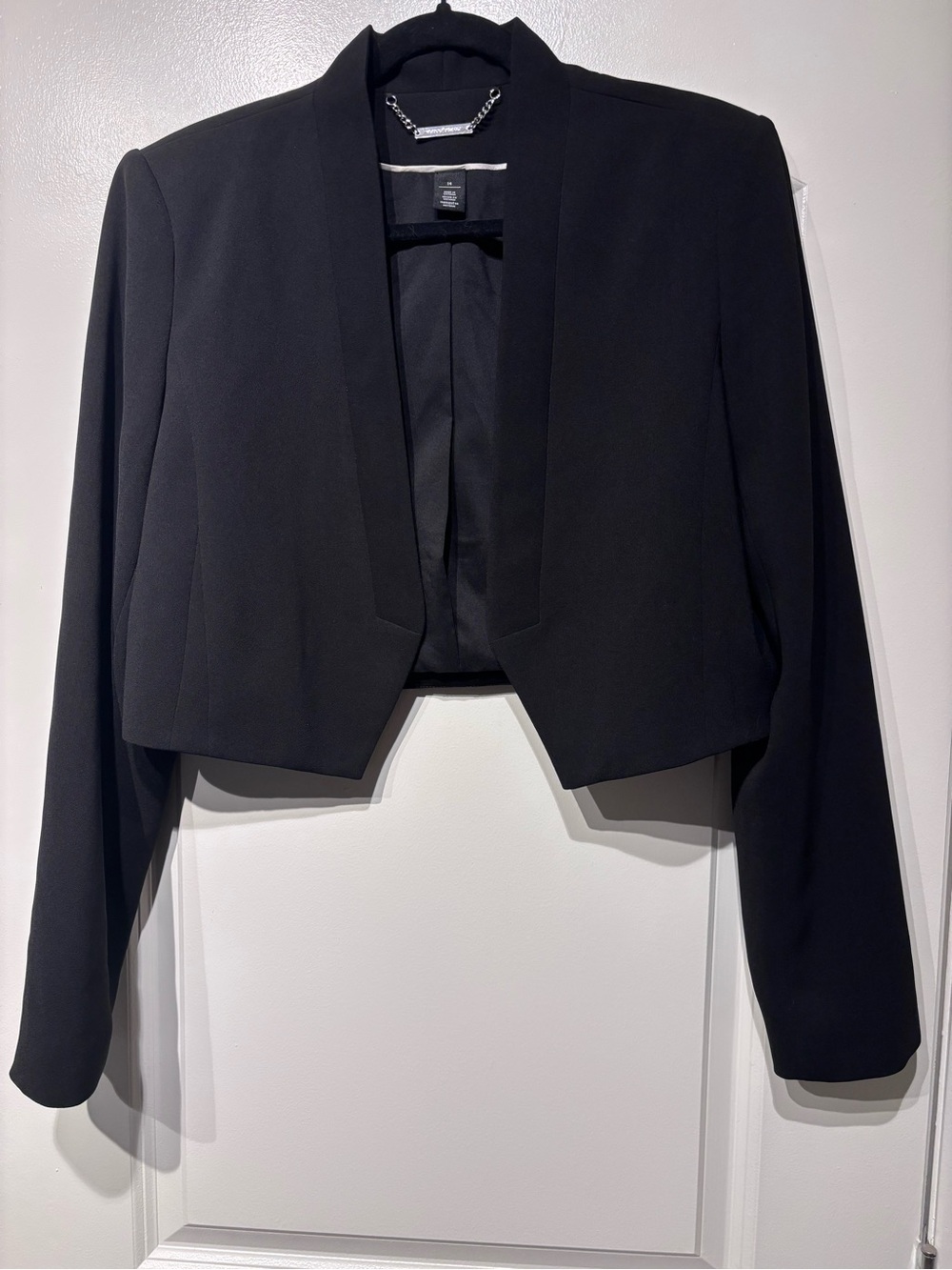 White House Black Market Black Cropped Open-Front Blazer